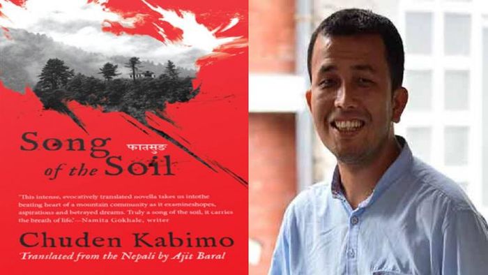 Writer Chuden Kabimo with his novel "Song of the Soil"