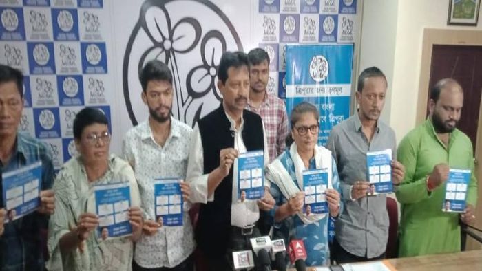 TMC leaders in Tripura during a press conference