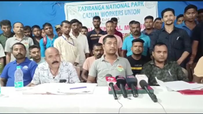312 casual workers of Kaziranga National Park demand hike in salary