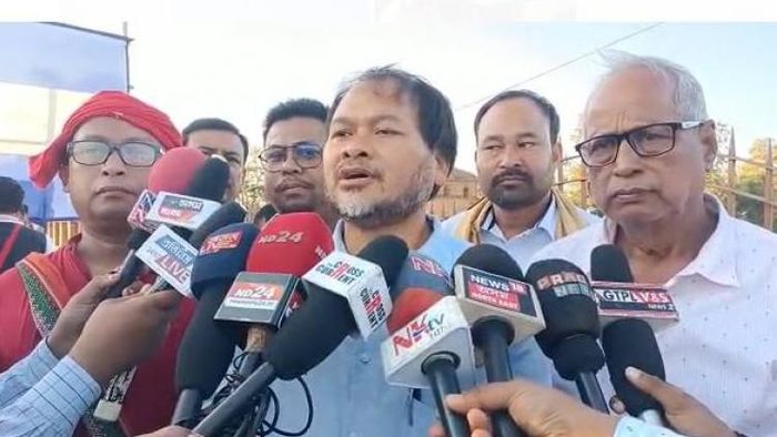 Akhil Gogoi addresses media during the celebrations of the 400th birth anniversary of Bir Lachit Borphukan in Sivasagar