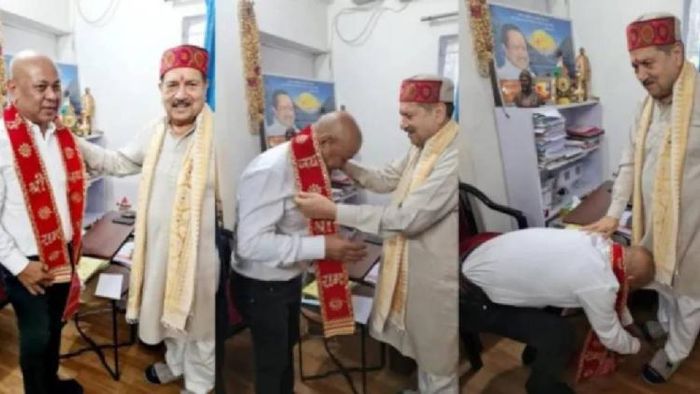 Former BTR Chief Hagrama Mohilary (L), RSS leader Indresh Kumar (R)