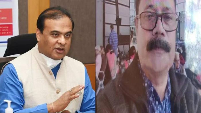 Assam Chief Minister Himanta Biswa Sarma (L), Guwahati firing incident victim Ranjit Bora (R)