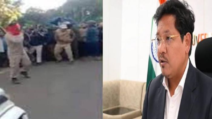 Assam-Meghalaya border (L), Meghalaya Chief Minister Conrad Sangma (R)