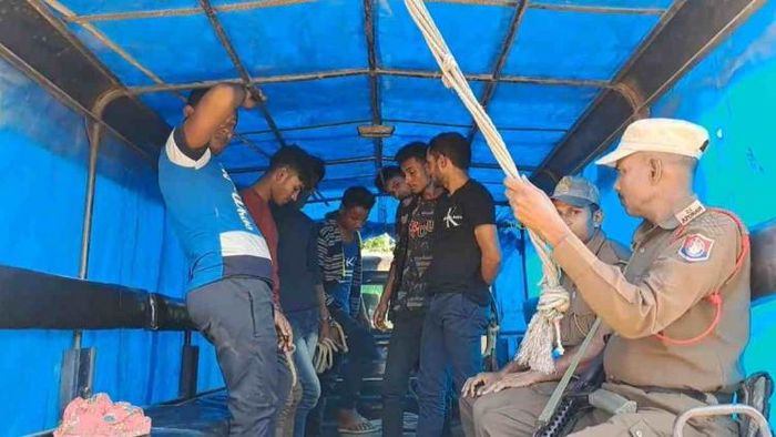 Hailankandi Police arrests seven youths for allegedly eve teasing school girls in Chandrapur Village