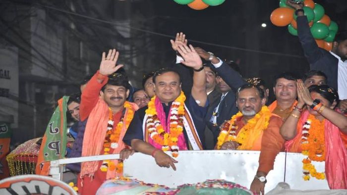 Assam CM during a roadshow in Delhi