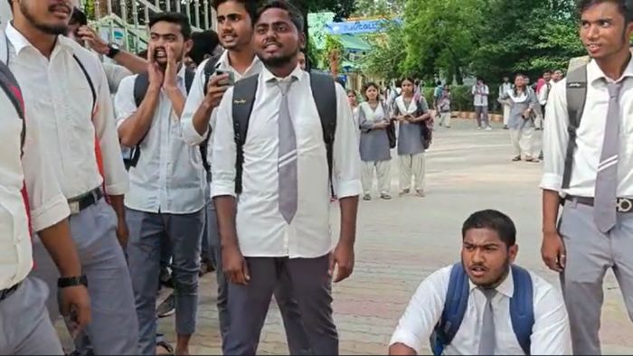 Students of BN College stage protest
