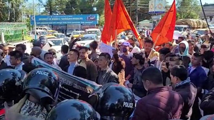 Meghalaya: Activists from five pressure groups violating Section 144 of the CrPc carry out protest march