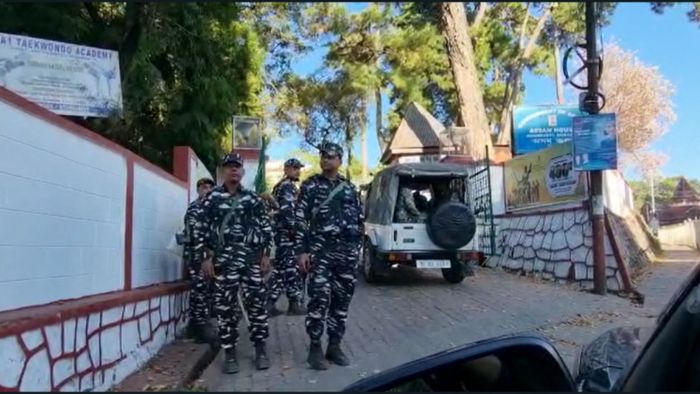 CRPP personnel deployed outside Assam House in Shillong