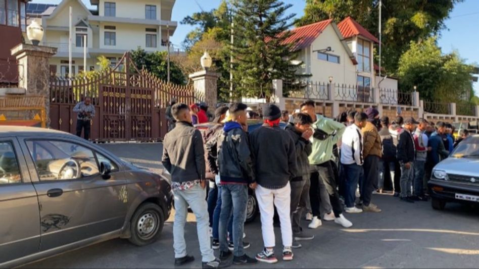 Meghalaya: Protest held outside CM Conrad Sangma's residence condemning government failure over Mukroh incident Meghalaya: Protest held outside CM Conrad Sangma's residence condemning government failure over Mukroh incident