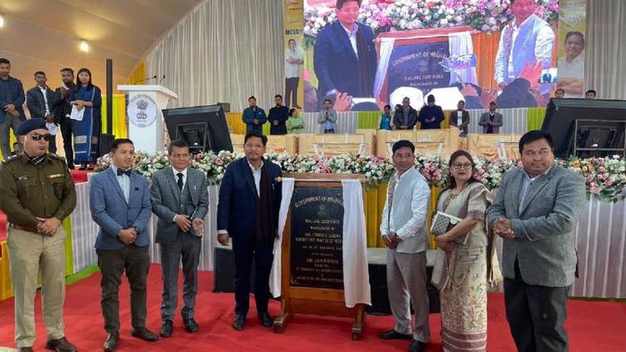 Meghalaya CM Conrad Sangma inaugurating the new C&RD block in West Khasi Hills