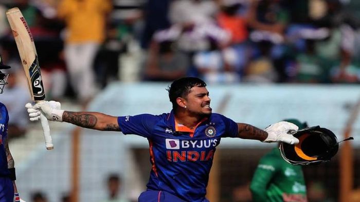 Ishan Kishan celebrating after hitting double century