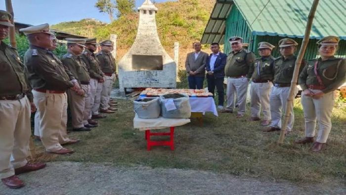 Mizoram police destroying seized drugs