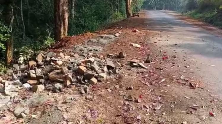Part of under-construction road destroyed by miscreants along Assam-Meghalaya border