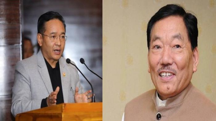 Sikkim Chief Minister Prem Singh Tamang (L), SDF leader and former CM of Sikkim Pawan Chamling (R)