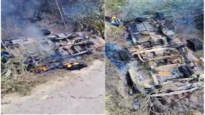 Trucks burnt down in Mizoram