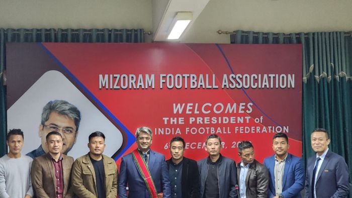 AIFF President Kalyan Chaubey arrives at Aizawl