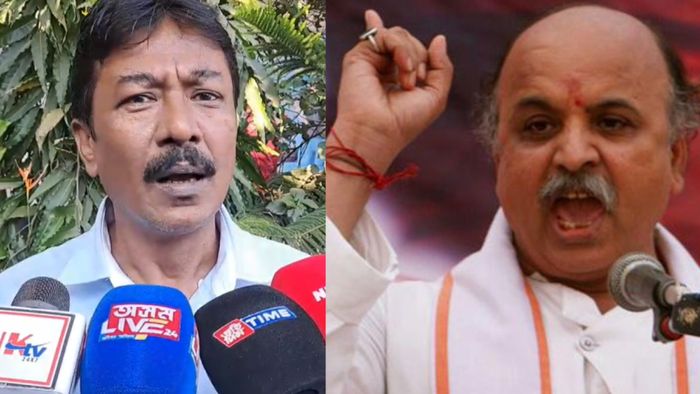 (L) AIUDF MLA Zakir Hussain Laskar (R) Pravin Togadia