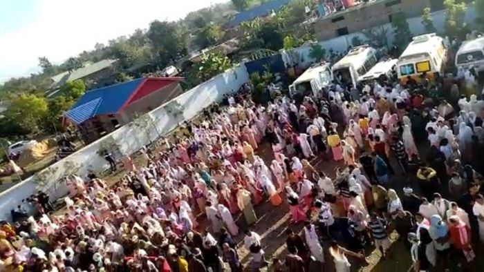 Mortal remain of students including warden arrives at Thambalnu Higher Secondary School