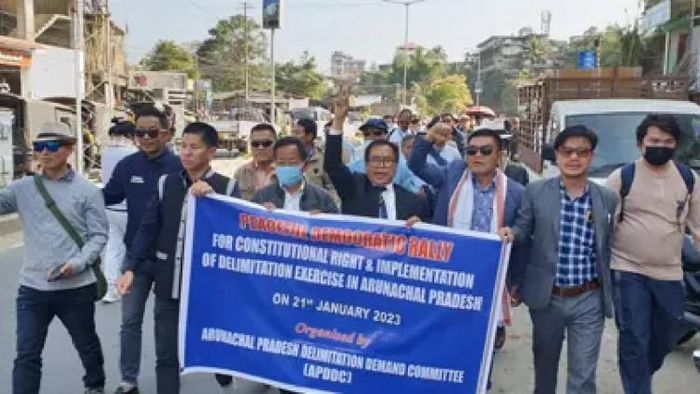 Hundreds of people gather to take part in rally demanding implementation of delimitation