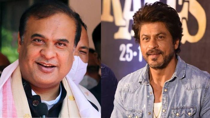 Assam CM Himanta Biswa Sarma (L), Bollywood actor Shah Rukh Khan (R)