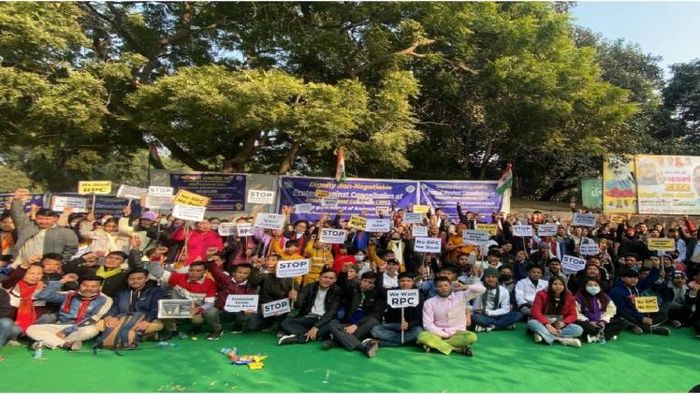 Members of the Chakma-Hajong protesting in New Delhi