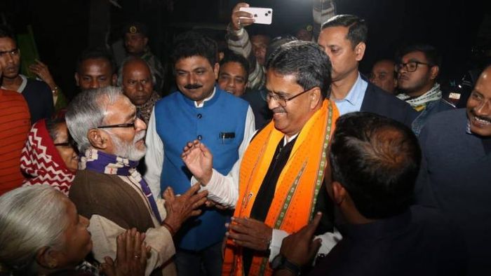 Tripura Chief Minister Manik Saha takes part in Jan Sampark Abhiyan under booth no- 11 & 12 with Vijay Sankalp