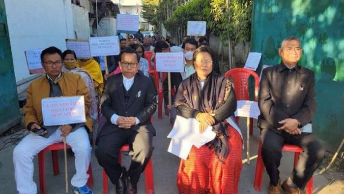 Manipur Congress sit-in-protest (Photo Credit: Imphal Free Press)