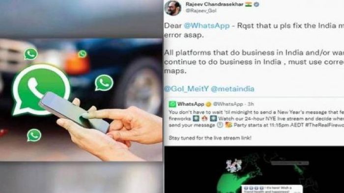 Screengrab of Tweet shared by IT minister on wrong map shared by WhatsApp