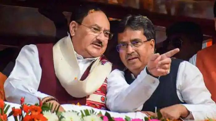 BJP National President JP Nadda (L), Tripura CM Dr Manik Saha (R)