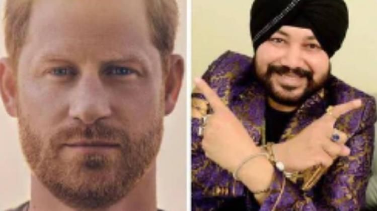 Prince Harry (L), Singer Daler Mehndi (R)