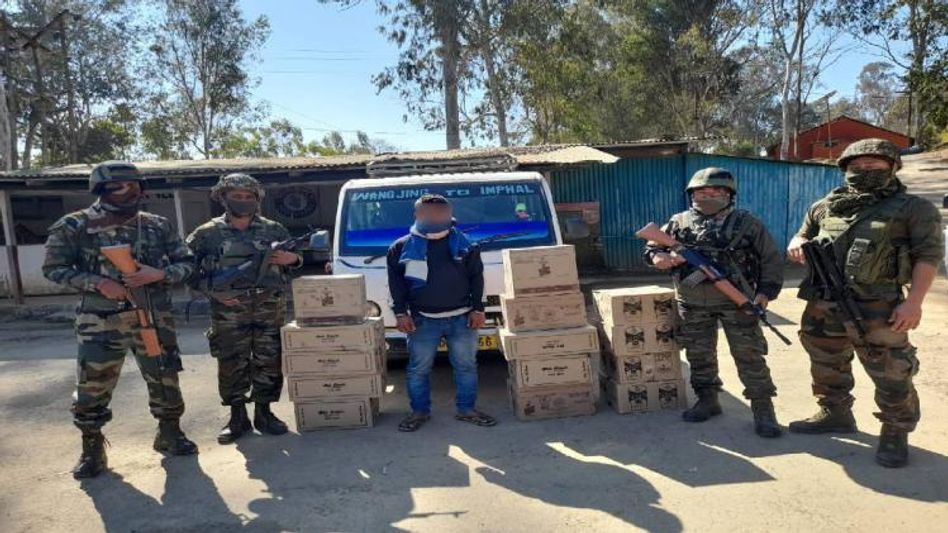 Manipur: Assam Rifles seizes illegal liquor worth Rs 20 lakh in Tegnoupal Manipur: Assam Rifles seizes illegal liquor worth Rs 20 lakh in Tegnoupal