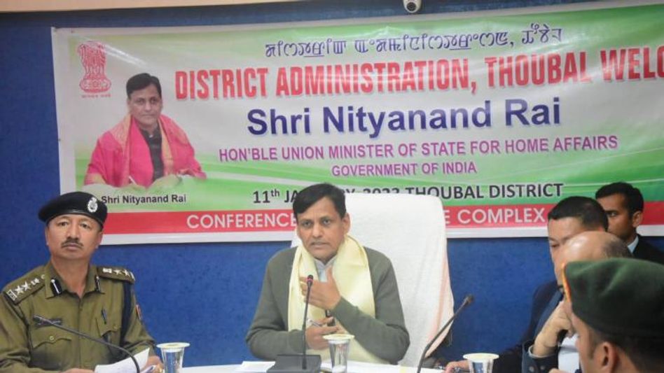 Manipur: Union minister of state for home Nityanand Rai reviews central government schemes in Thoubal district Manipur: Union minister of state for home Nityanand Rai reviews central government schemes in Thoubal district