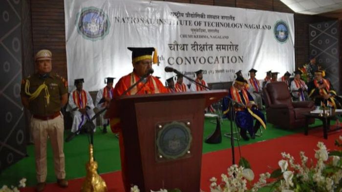 Nagaland governor Jagdish Mukhi addresses the 4th convocation of NIT Nagaland at Chumukedima Town Council hall