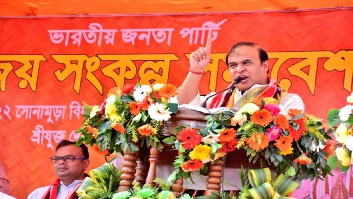 Assam CM while addressing gatherings in Sonamura