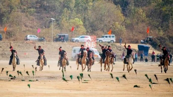 Displaying of Arambai, Meitei Weapon used during historical period, during event held as a part of G20