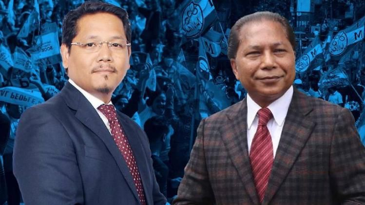 Meghalaya CM Conrad Sangma (L), TMC leader Mukul Sangma (R)