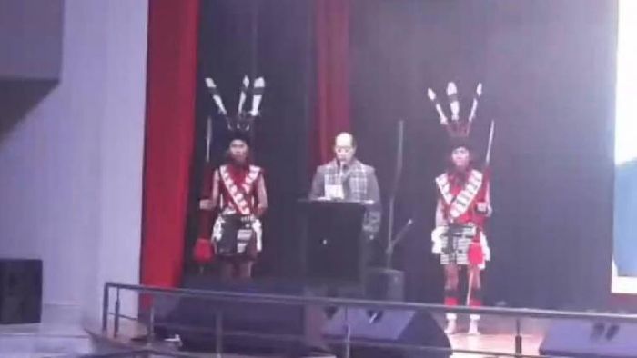 Nagaland CM Neiphiu Rio addressing at the poll manifesto programme