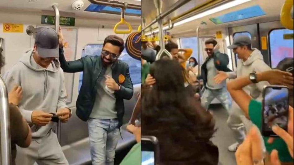 Selfiee: Akshay Kumar and Emraan Hashmi hop onto Mumbai Metro taking commuters by surprise Selfiee: Akshay Kumar and Emraan Hashmi hop onto Mumbai Metro taking commuters by surprise