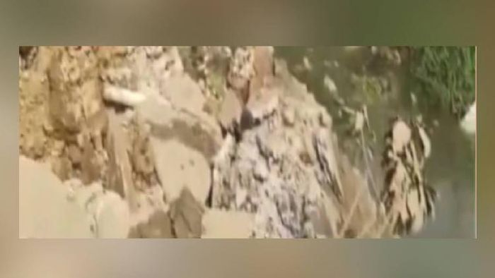 Part of main road collapses near ISBT during an ongoing de-siltation work in Guwahati