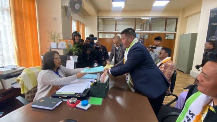 Meghalaya Polls: NPP Candidate from Pynthorumkhrah Assembly Constituency Rocky Hek filing his nomination on February 1