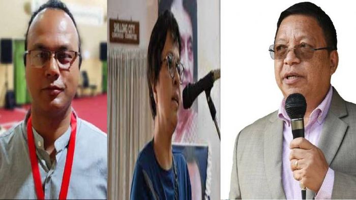 Bernard Marak (L), Ampareen Lyngdoh (C), Thomas Sangma (R)