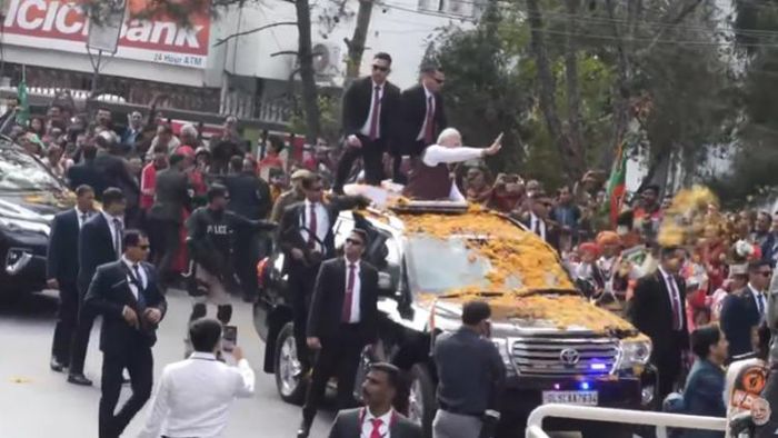 PM Modi kicks off election campaign in in the state with roadshow in Shillong