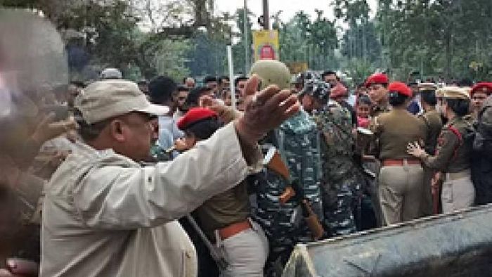 Video grab of eviction drive carried out in Digboi