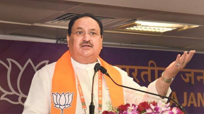 BJP national president JP Nadda addressing a gathering in Tripura