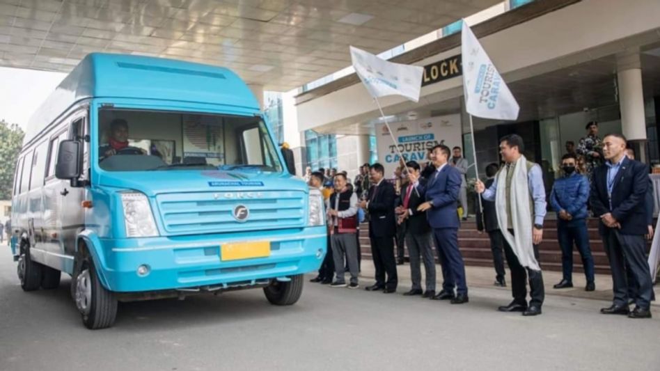 Arunachal CM flags off 6 caravan vehicles of tourism department in Itanagar Arunachal CM flags off 6 caravan vehicles of tourism department in Itanagar