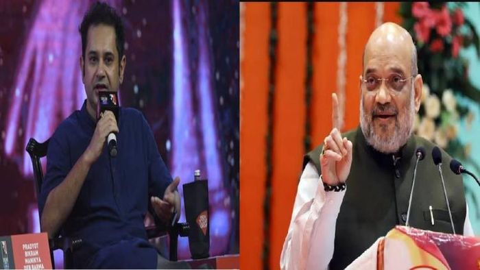 TIPRA Motha chief Pradyot Manikya Debbarma (L), Union Home Minister Amit Shah (R)