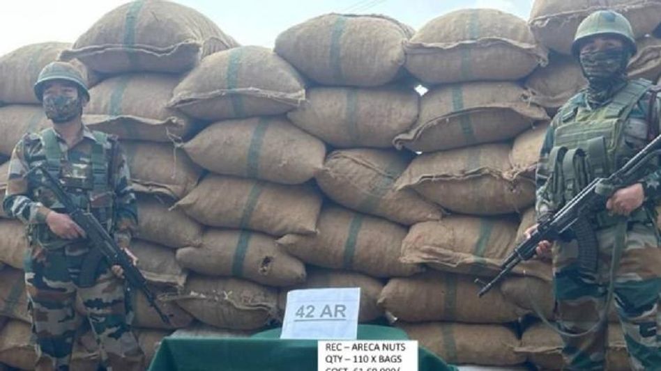 Mizoram: Assam Rifles seizes over Rs 65 crore worth of illegal Areca nuts in Champhai district Mizoram: Assam Rifles seizes over Rs 65 crore worth of illegal Areca nuts in Champhai district