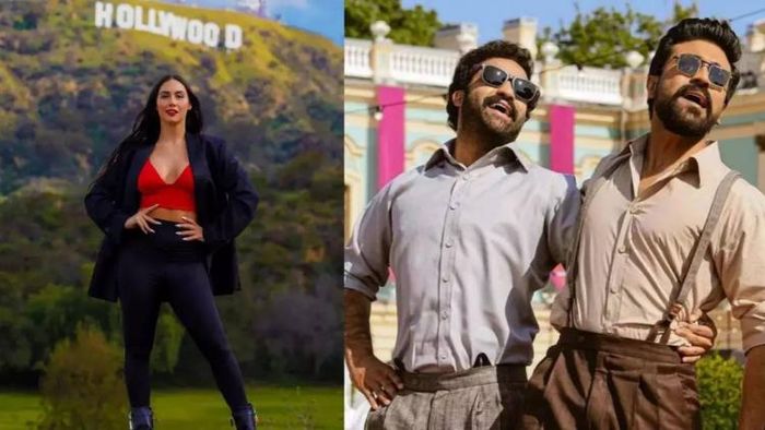 Lauren Gottlieb (L), Ram Charan, Jr NTR (R)