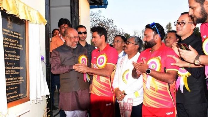 Historic moment for Manipur as Chief Minister inaugurates floodlights at Luwangpokpa Cricket Ground