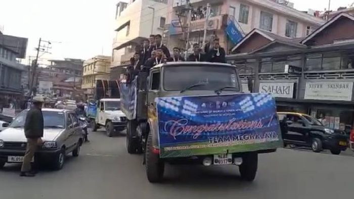 Meghalaya football team honored with road show, cash awards after clinching second place in Santosh Trophy
